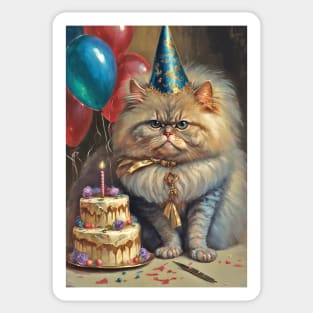 Persian Cat Birthday Card Sticker